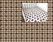 Plaid Gingham Cotton Sheet, Nursery Pad Cover Crib Twin Full Queen Size Fitted Flat YOU PICK