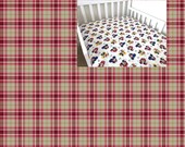 Plaid Woodland Cotton Sheet, Nursery Pad Cover Crib Twin Full Queen Size Fitted Flat YOU PICK