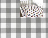 Plaid Gingham Cotton Sheet, Nursery Pad Cover Crib Twin Full Queen Size Fitted Flat YOU PICK