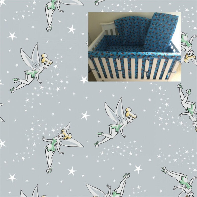 Disney Tinker Bell Tinkerbell Crib Bedding Nursery Rail Cover Etsy