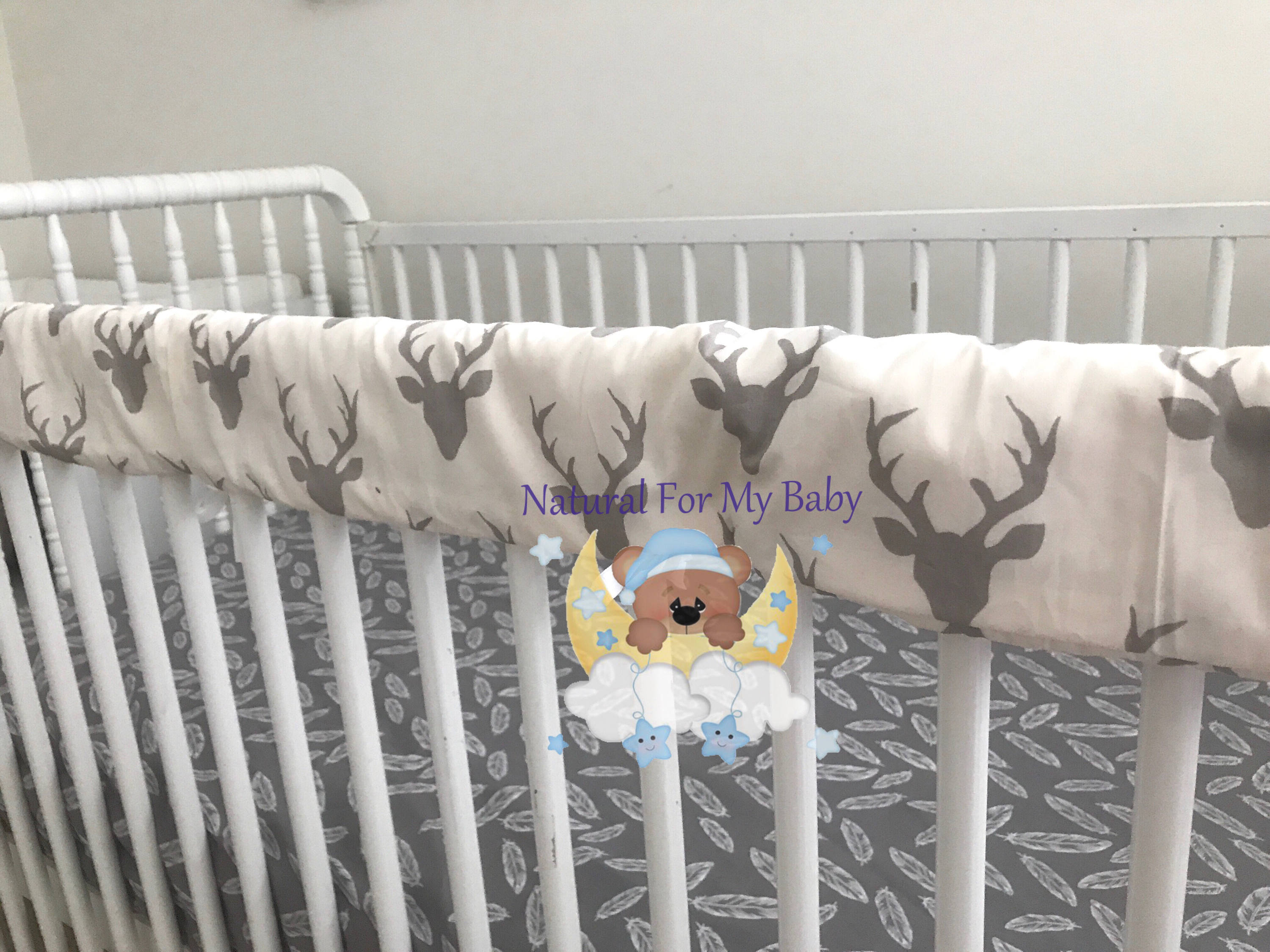 Reversible Baby Cot Crib Teething Rail Cover Protector Cute Dogs