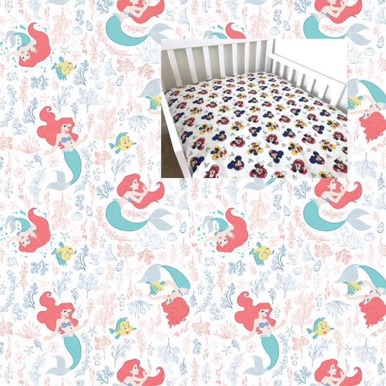 Little Mermaid Fitted Crib Sheet Cotton Disney Toddler Bedding Ariel The Nursery Changing Pad Cover Twin Full