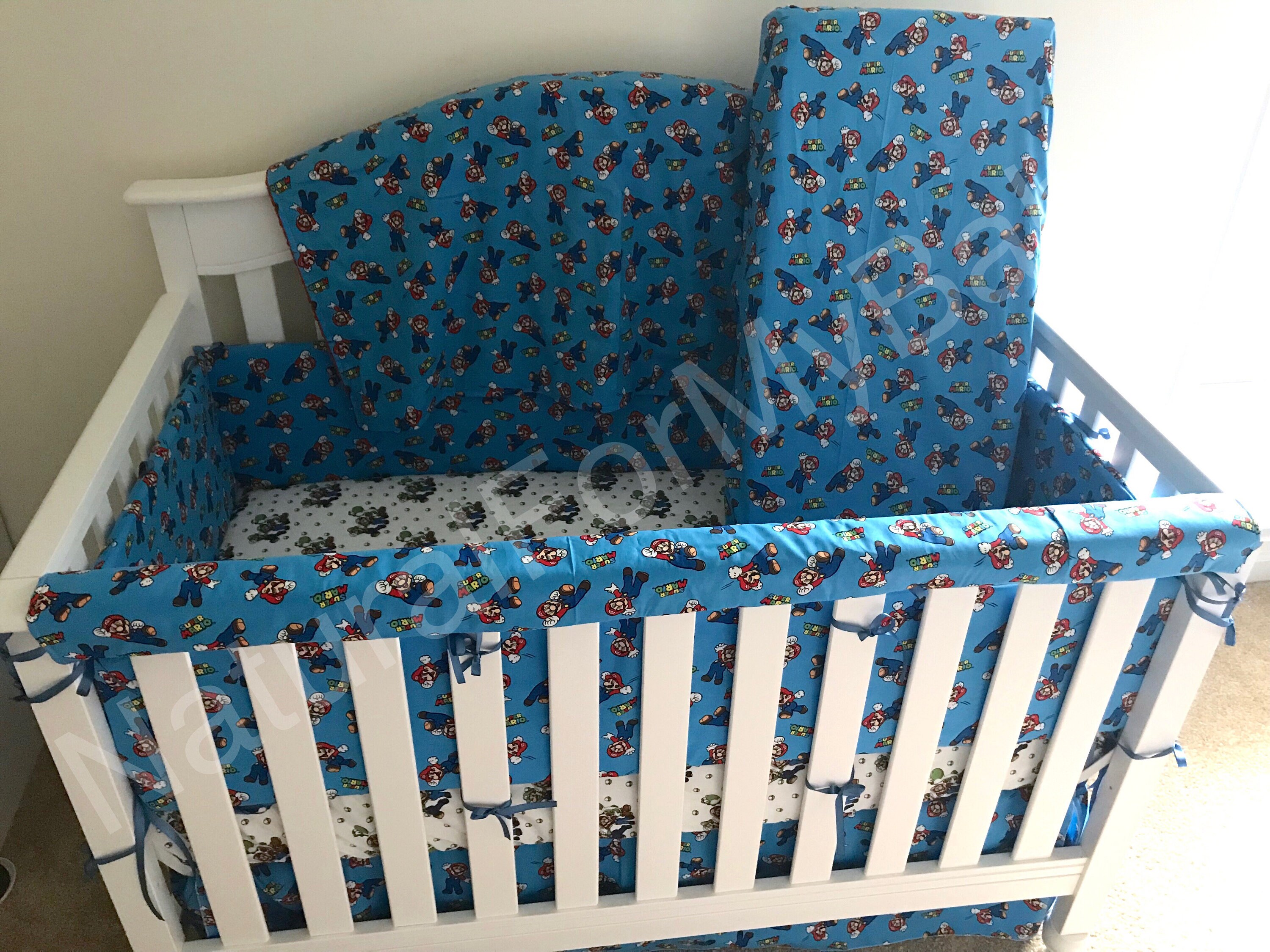 Super Mario Baby Boy Crib Bedding Nintendo Nursery Blue Red Etsy