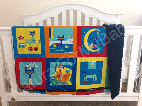 Pete Blue Cat Bedding Blanket Or Comforter Girl Boy Baby Crib Etsy