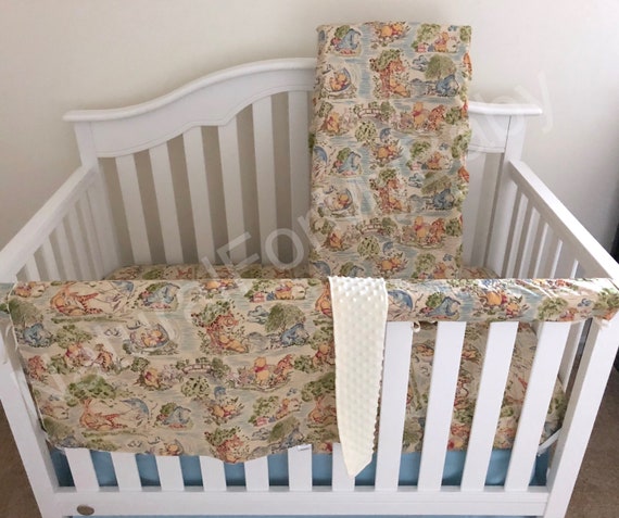 Disney Winnie The Pooh Crib Bedding Boy Girl Nursery Rail Etsy