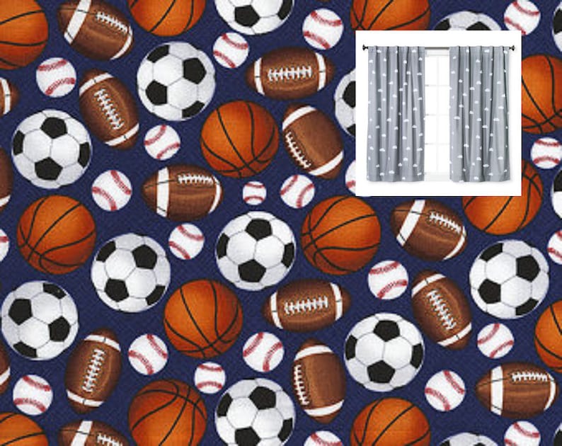 Sport Curtain Panels Baseball Soccer Football Basketball Curtains Nursery Sport Valance Boy Girl Nursery Toddler Boy Girl Curtains