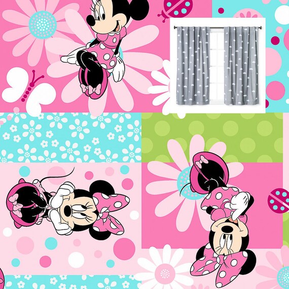 Disney Minnie Mouse Curtains Panels Or Valance Girl Nursery Etsy