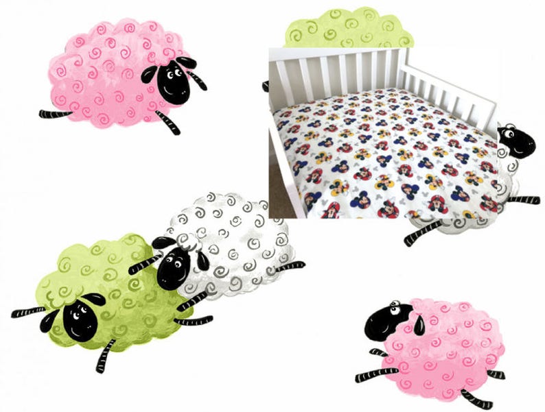 Sheep Lamb Cotton Sheet Nursery Pad Cover Crib Twin Full Etsy