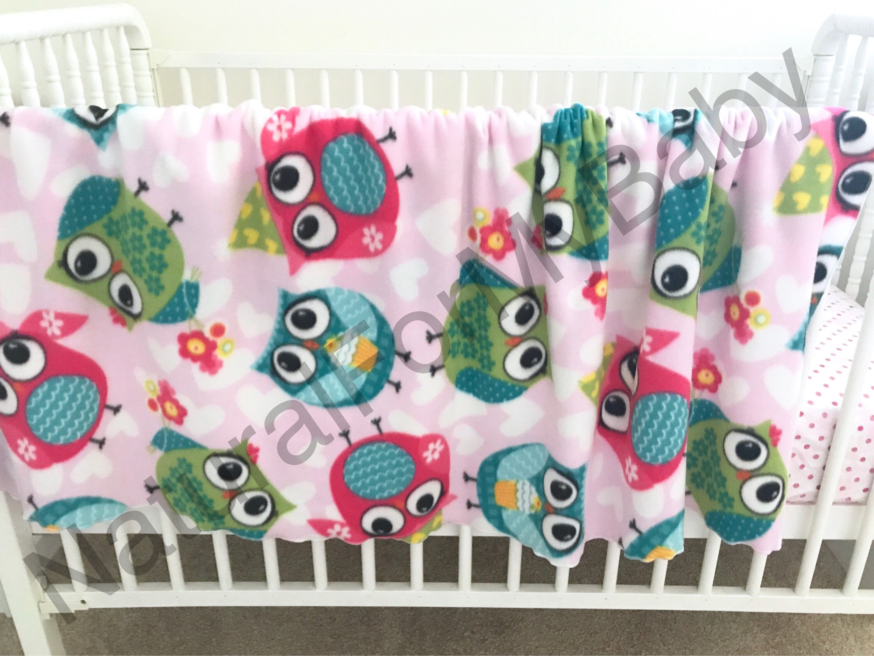 Owls Fleece Blanket Nursery Bedding Handmade Blanket Baby Etsy