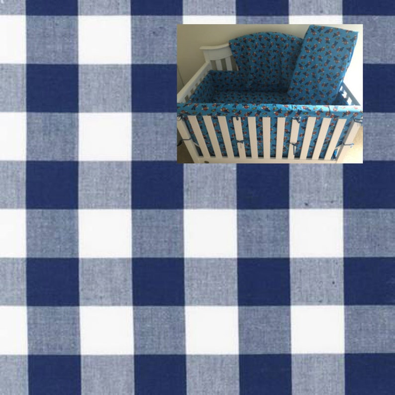 Navy White Plaid Baby Boy Girl Crib Bedding Gingham Nursery