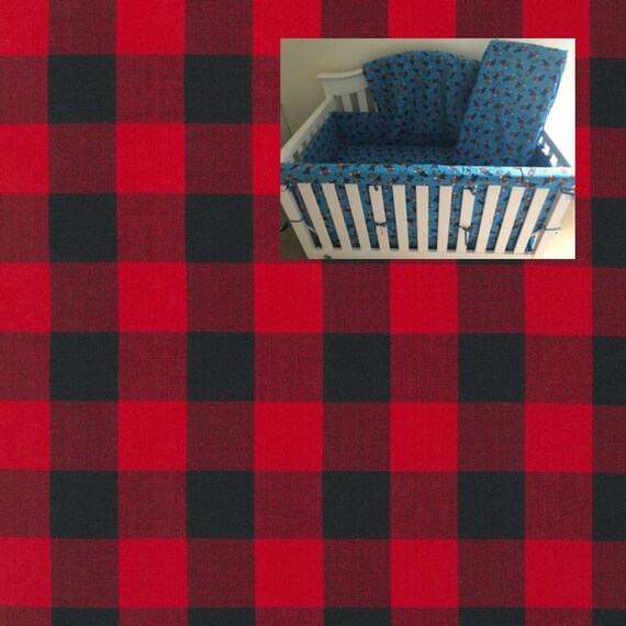 Black Red Plaid Baby Boy Girl Crib Bedding Gingham Nursery Etsy