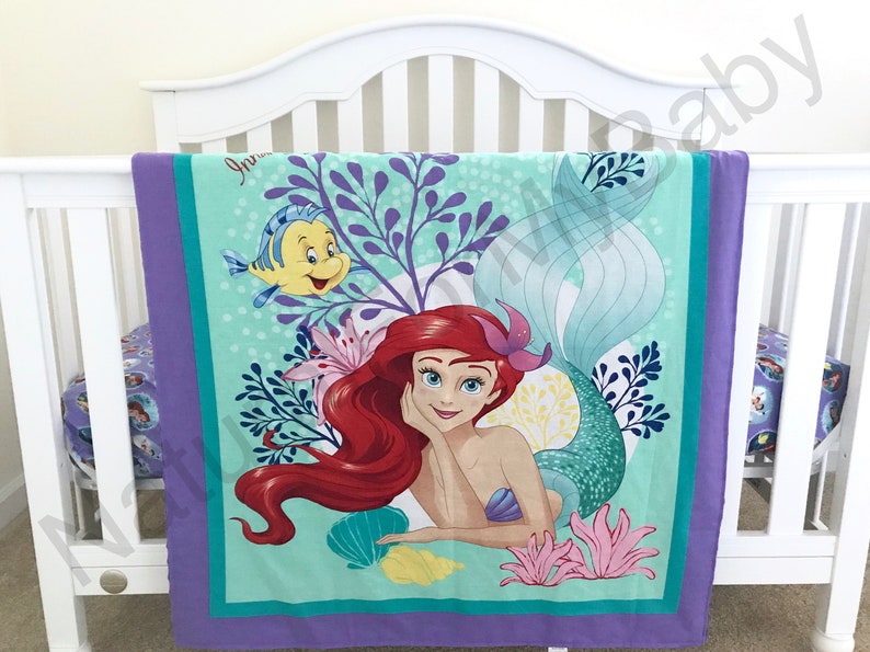 Little Mermaid Crib Blanket Princess Crib Blanket Cotton Minky Etsy