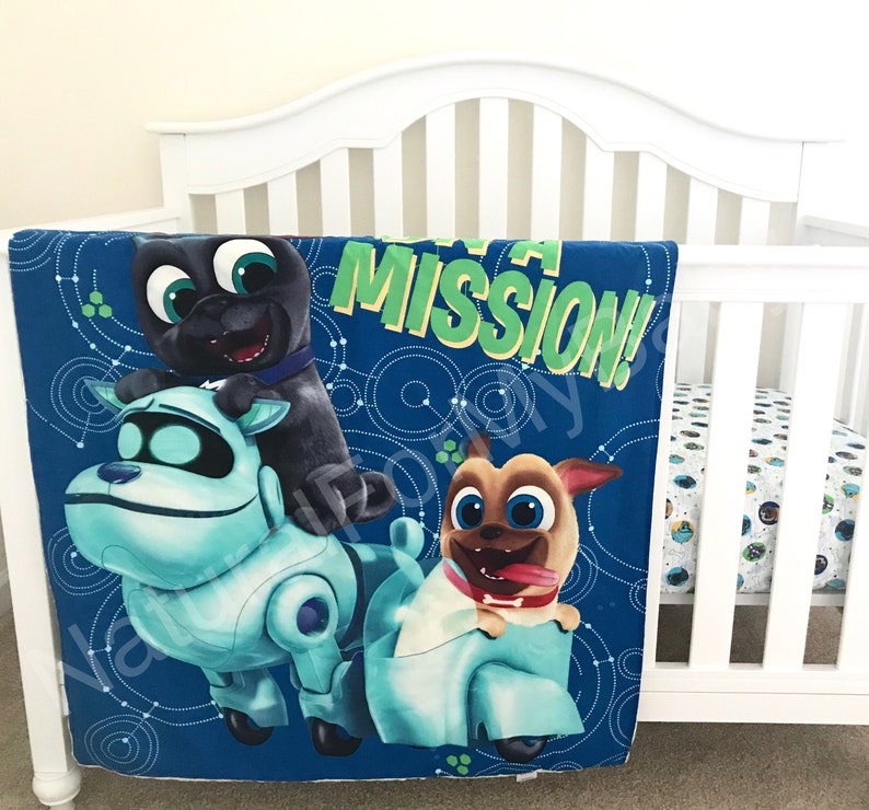 Disney Crib Blanket Puppy Dog Pals Cotton Minky Bedding Boy Girl