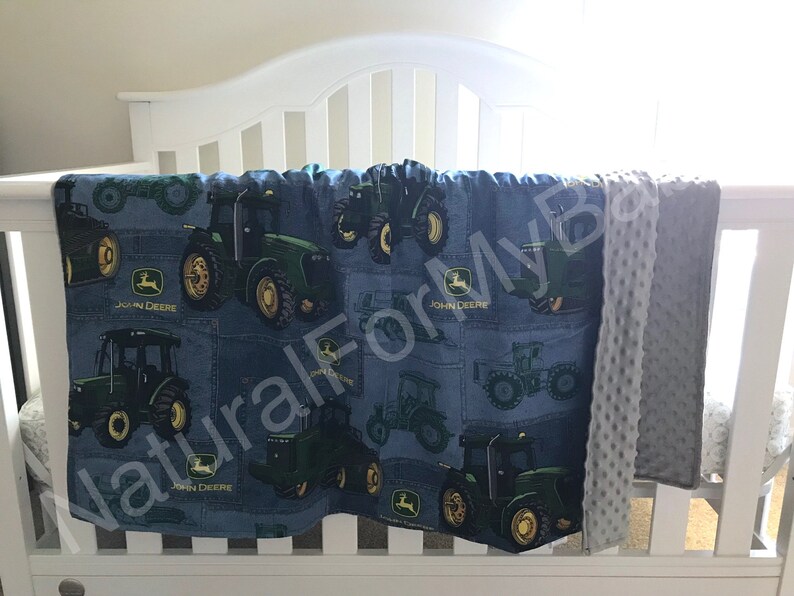 Blue Tractor Boy Blanket Tractors Nursery Bedding Cotton Minky Etsy