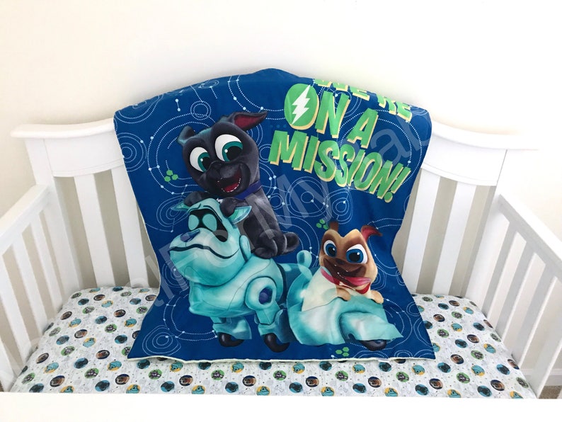 Disney Crib Blanket Puppy Dog Pals Cotton Minky Bedding Boy Girl
