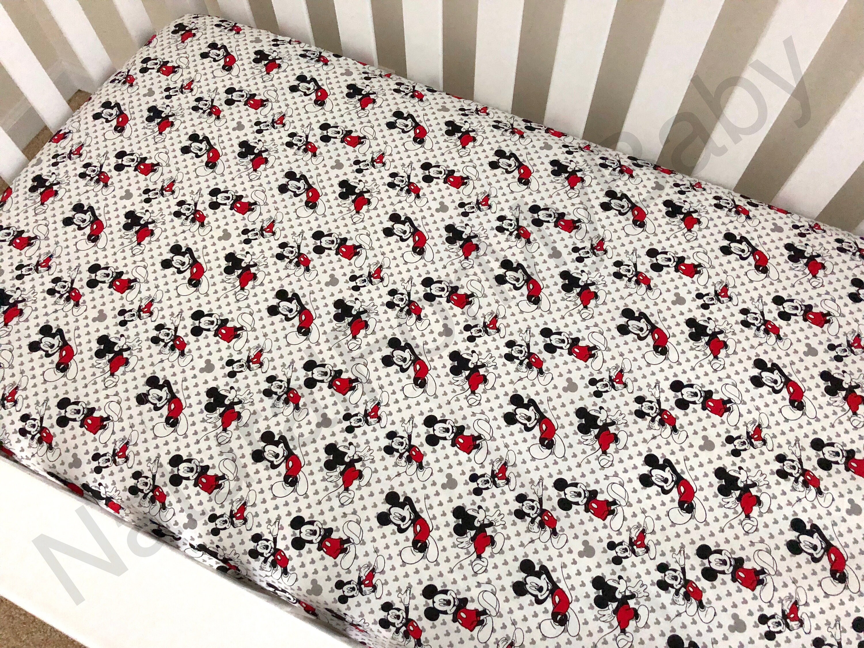 Disney Mickey Mouse Cotton Sheet Nursery Pad Cover Crib Twin Etsy