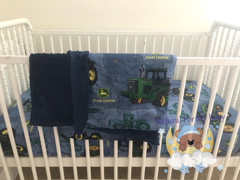 Blue Tractor Boy Blanket Tractors Nursery Bedding Cotton Minky Etsy
