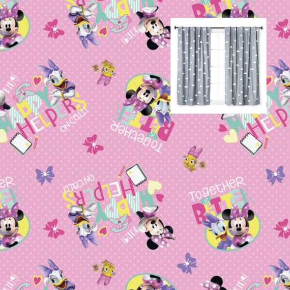 Disney Minnie Mouse Curtains Panels Or Valance Girl Nursery Bedroom Blackout Or Cotton You Pick