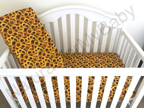 Cotton Sunflowers Fitted Crib Sheet Floral Nursery Yellow Floral Toddler Bedding Sheet Set Changing Pad Cover Cradle Mini Crib Twin Full