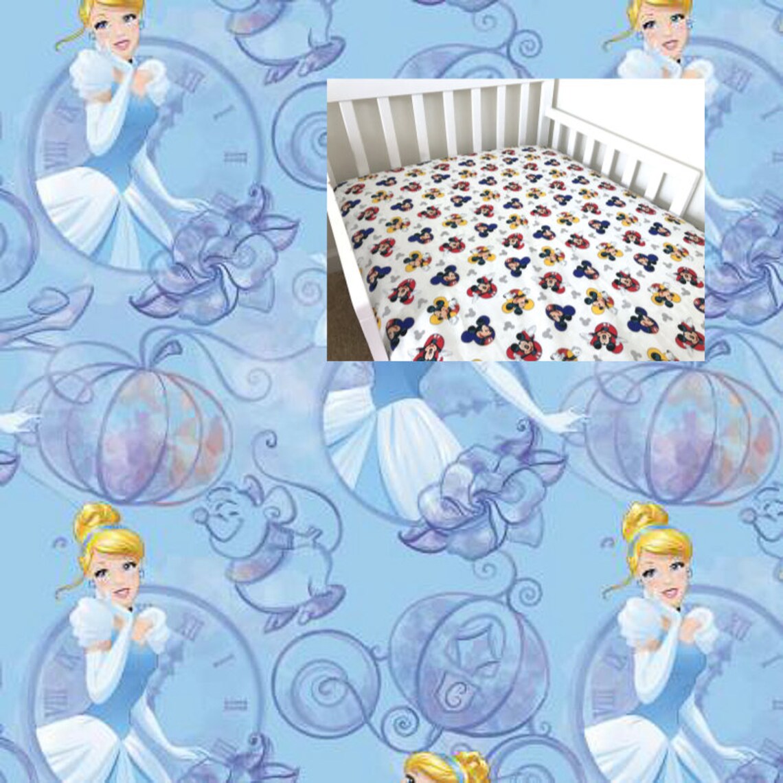 Cinderella Cotton Disney Princess Fitted Crib Sheet Cinderella Etsy