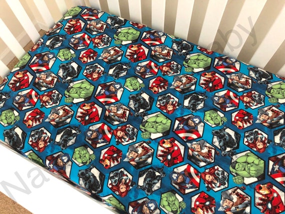 Marvel Avengers Hero Cotton Sheet Nursery Pad Cover Crib Twin Etsy