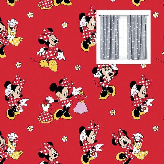 Disney Minnie Mouse Curtains Panels Or Valance Girl Nursery Bedroom Blackout Or Cotton You Pick