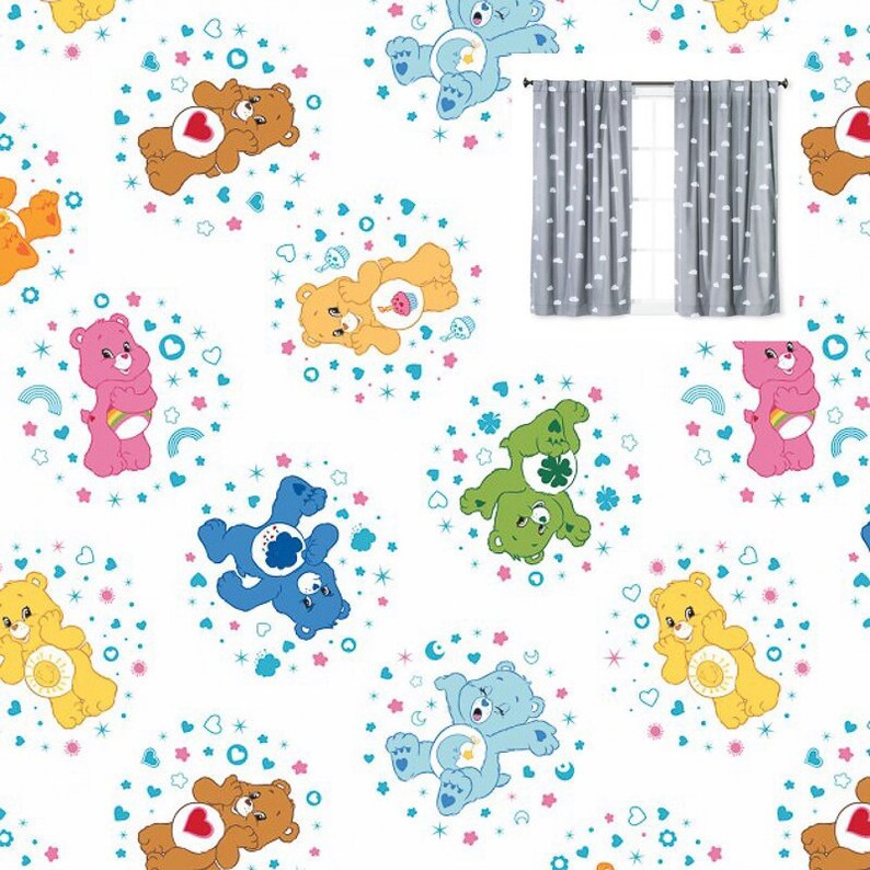 Disney Care Bears Curtains Care Bears Nursery Curtain Panels Etsy