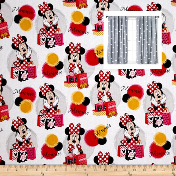 Disney Minnie Mouse Curtains Panels Or Valance Girl Nursery Etsy