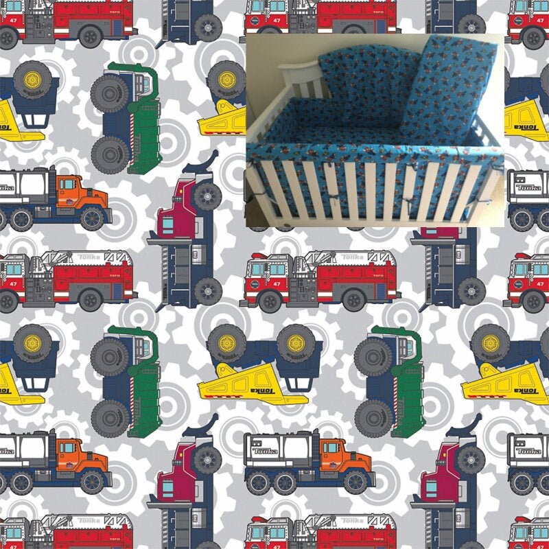 Tonka Construction Trucks Cars Crib Bedding Nursery Rail Cover - Tonka Truck Baby Bedding Tonka Construction Trucks Cars Crib Bedding Nursery Rail Cover - Tonka Truck Baby Bedding