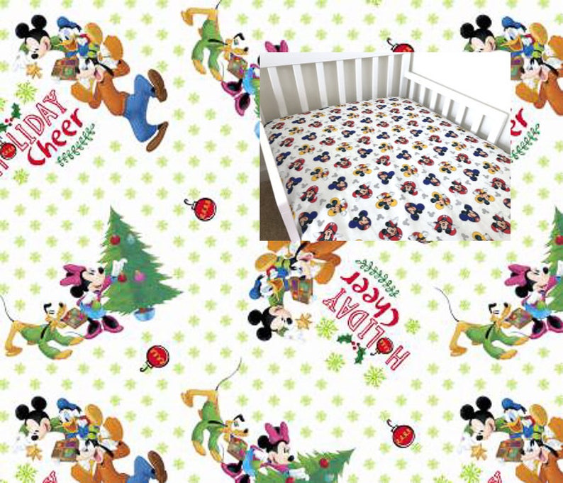 Christmas Disney Cotton Disney Fitted Crib Sheet Mickey Mouse Etsy