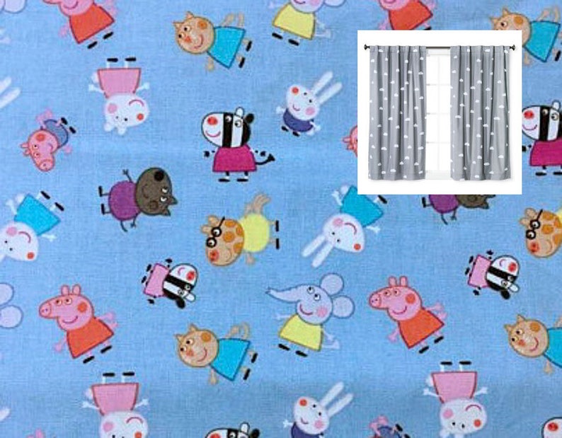 Pig Peppa Curtains Disney Curtain Panels Pig Peppa Valance Disney Nursery Toddler Boy Girl Curtains