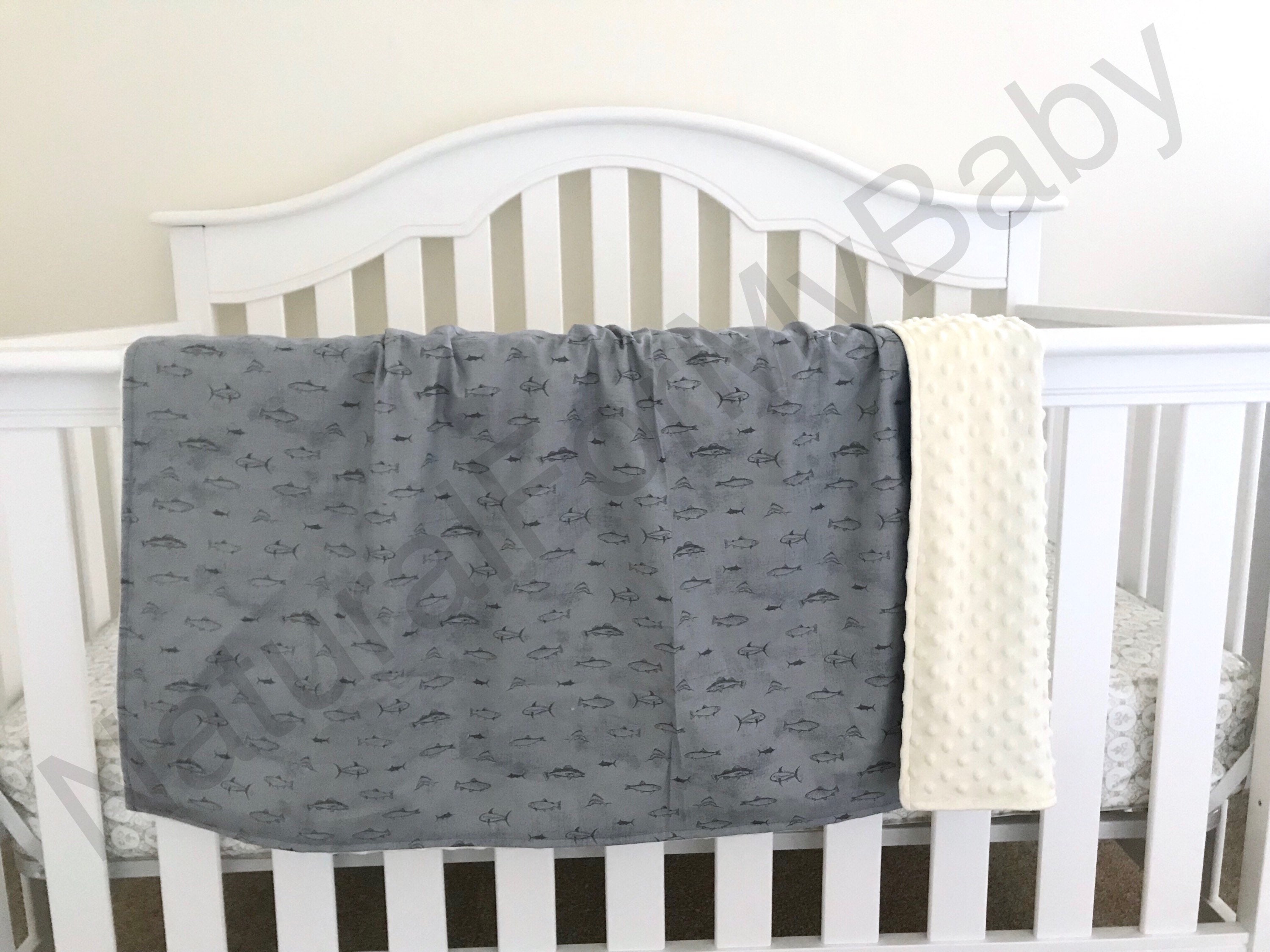 Gray Fishing Bedding Blanket Or Comforter Boy Girl Baby Crib Etsy