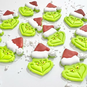 Grinch Cupcake Toppers Merry Grinchmas Edible Grinch Christmas Cupcake Toppers Christmas Edible Decorations Fondant Grinch