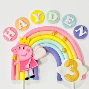 Peppa Pig Cake Topper Peppa Pig Fondant Rainbow Cake Topper
