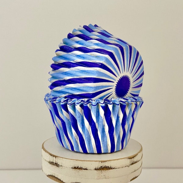 Blue Swirl  Baking Cups - No Muffin Pan needed - Greaseproof