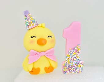 First Birthday Cake Topper One Year Cake Topper First Birthday Cake Smash Chick Cake Topper Fondant Chicken Chick Cake Decorations