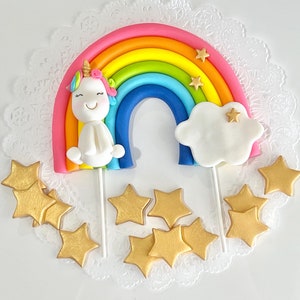 Rainbow Cake Topper Unicorn Cake Topper Fondant Rainbow Fondant Unicorn Edible Unicorn Topper Unicorn Cake Decorations