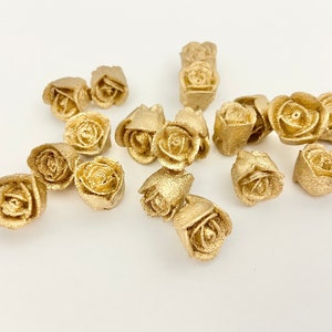 Mini Royal Icing Roses Gold Edible Wedding Roses Gold Roses For Cake Pops Gold Roses Cake Topper Sugar Cookie Roses