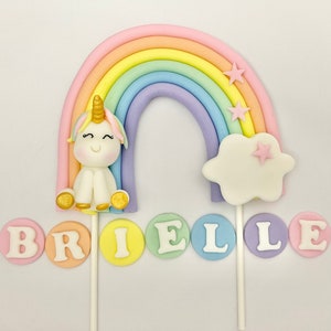 Rainbow Cake Topper Unicorn Cake Topper Unicorn Rainbow Unicorn Party Unicorn Birthday Girls Cake Topper Fondant Unicorn Pastel Unicorn