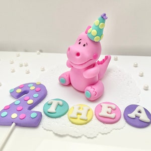 Pink Fondant Dinosaur Cake Topper: Edible Party Decoration