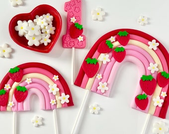 Strawberry  Cake Topper Berry First Birthday Strawberry Birthday Strawberry Cake Decorations Fondant Strawberry Sweet Berry Cake Topper