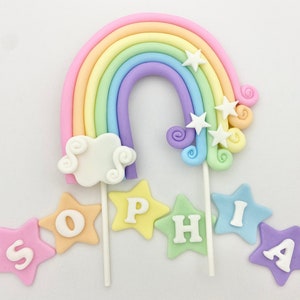 Fondant Rainbow Cake Topper Pastel Colors Rainbow Cake Topper Rainbow Cake Fondant Rainbow Edible Rainbow Cake Topper