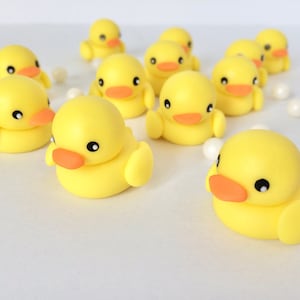 Fondant Rubber Duck Cupcake Toppers: Edible Yellow Duck Decorations