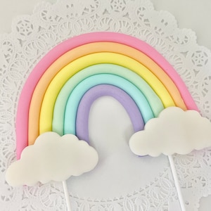 Pastel Fondant Rainbow Cake Topper: Edible Rainbow Decoration
