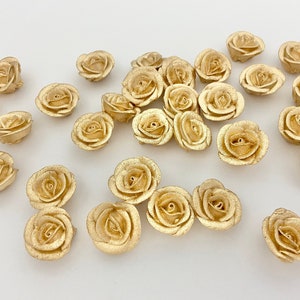 Small Royal Icing Roses  Gold Edible Gold Roses Cake Topper Wedding Gold Roses