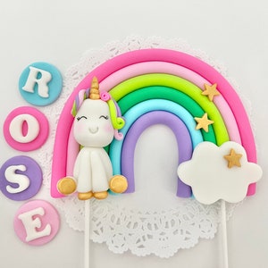 Rainbow Cake Topper Unicorn Cake Topper Unicorn Party Fondant Rainbow  Fondant Unicorn Edible Rainbow Cake Decoration Birthday Cake Topper