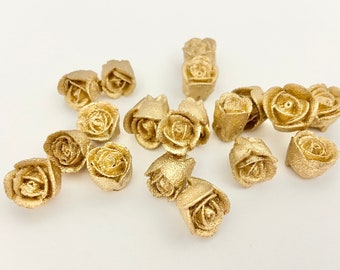 Mini Royal Icing Roses Gold Edible Wedding Roses Gold Roses For Cake Pops Gold Roses Cake Topper Sugar Cookie Roses