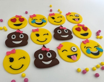 Fondant Emoji Cupcake Toppers: Edible Party Decorations