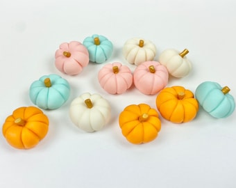 Mini Fondant Pumpkins Colors Ivory, Peach, Light Teal, Pumpkin - Sugar Pumpkins