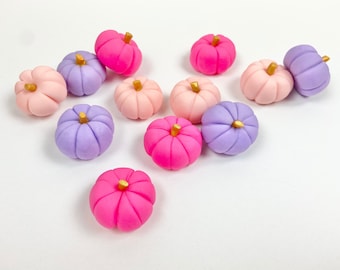 Mini Fondant Pumpkins Colors Peach, Hot Pink, Lavender  - Sugar Pumpkins